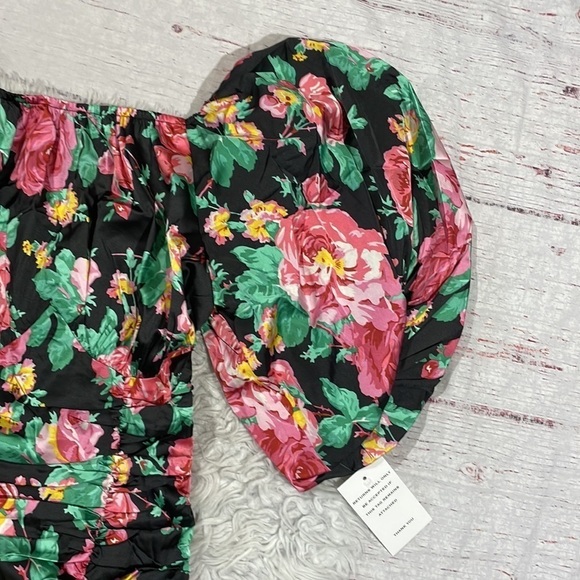 NWT For Love and Lemons Jolie Floral Ruched Puff Sleeve Mini Dress - Picture 9 of 13